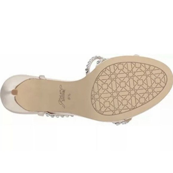 Jewel Badgley Mischka Marimba Crystal Strap Sandal Heels Satin Size 7.5 Bling - Picture 8 of 13